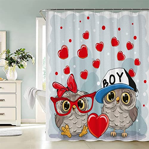 Duschvorhang 180x180 cm Eule Duschvorhang 3D Druckt Anti schimmel Polyester Wasserdicht Duschvorhänge Karikatur Tier Kawaii Shower Curtains Für Badezimmer Mit 12 Hooks von KIYAYO