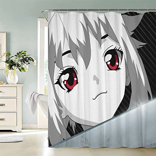 KIYAYO Duschvorhang 200x200 cm Anime Duschvorhang Mit Gewicht Saum Antistatisch Sommer Bad Vorhäng Fille De Dessin Animé Mehrfarbig Badvorhang Wasserdicht Textil Duschvorhänge von KIYAYO