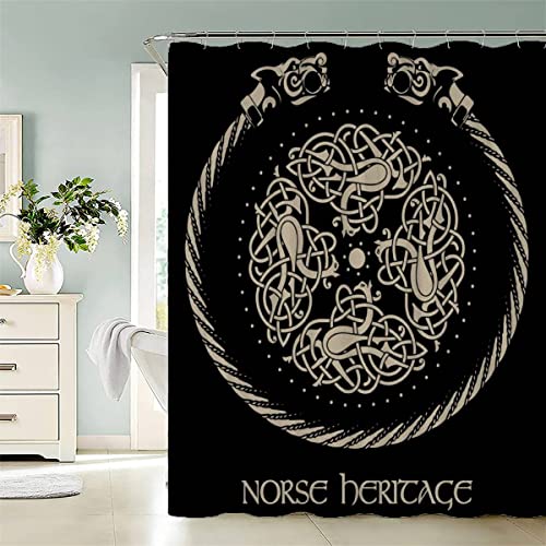 KIYAYO Duschvorhang Wikinger Odin 3D Druckt Anti-schimmel Duschvorhang 180x180 cm Polyester Wasserdicht Duschvorhänge Rabe Rune Shower Curtains Für Badezimmer Mit 12 Hooks von KIYAYO