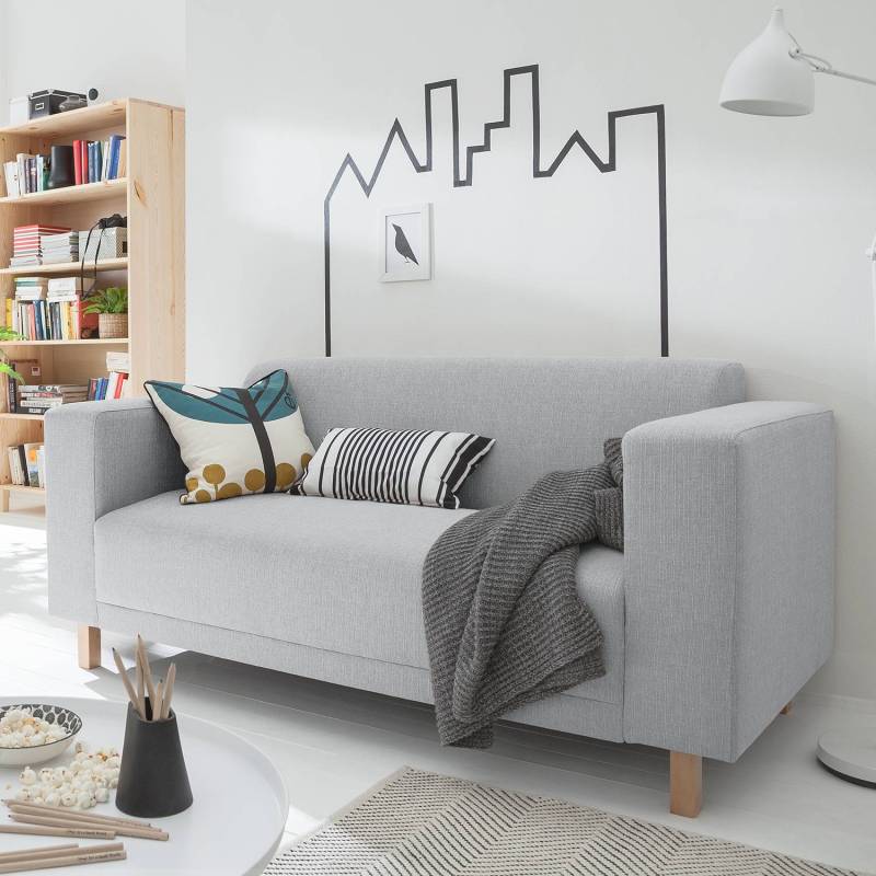 home24 Sofa relax 2-Sitzer Webstoff Silber/Silber Webstoff 177 x 76 x 80cm Modern von home24