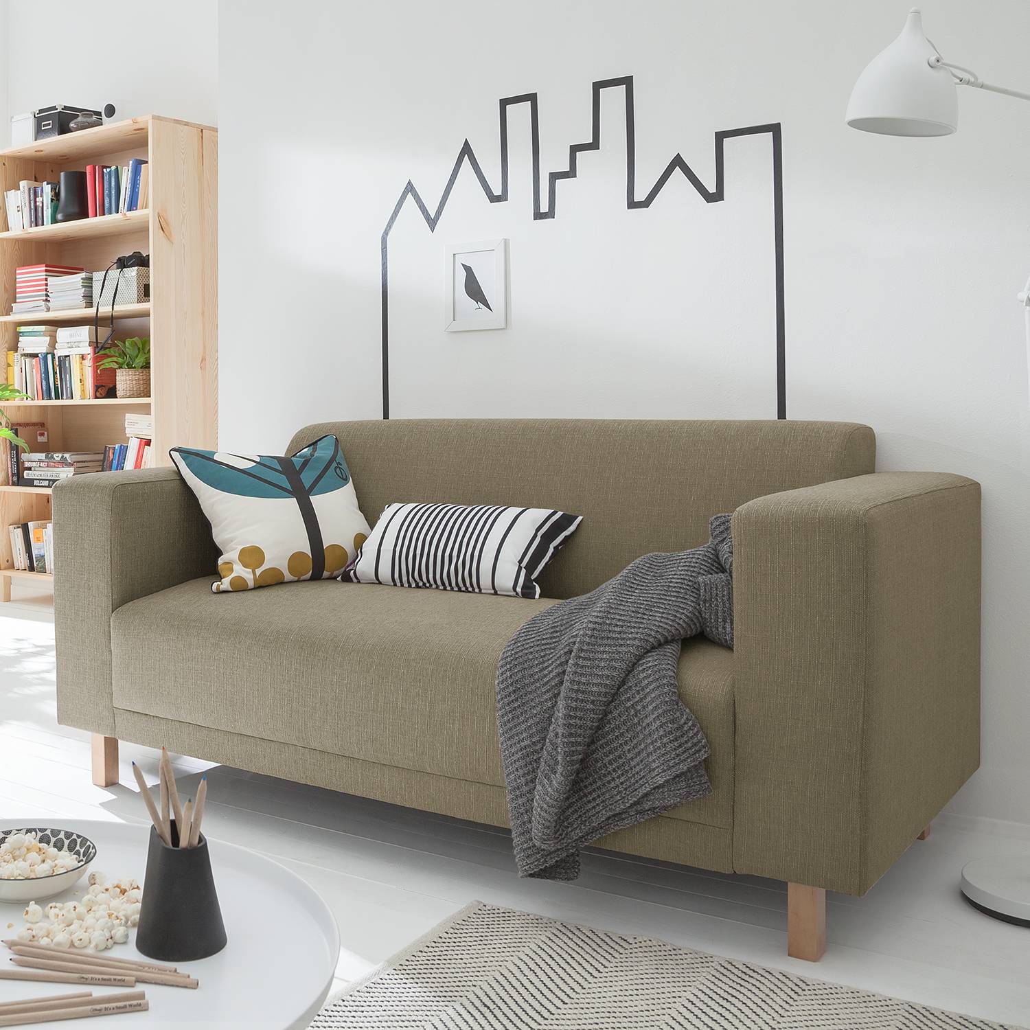 home24 Sofa relax 2-Sitzer Webstoff Braun/Taupe Webstoff 177 x 76 x 80cm Modern von home24