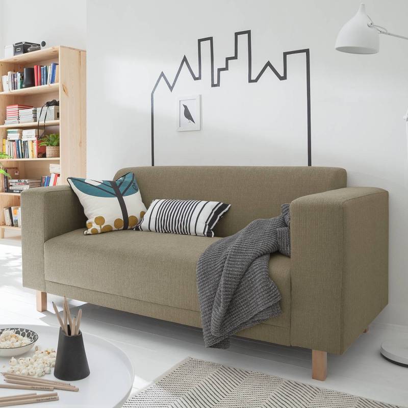 home24 Sofa relax 2-Sitzer Webstoff Braun/Taupe Webstoff 177 x 76 x 80cm Modern von home24