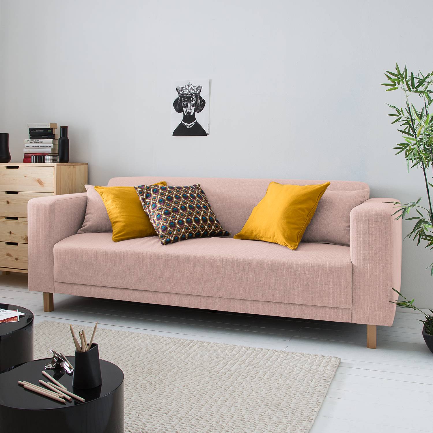 KIYDOO Sofa KiYDOO relax 3-Sitzer Mauve Webstoff 217x76x80 cm von KiYDOO