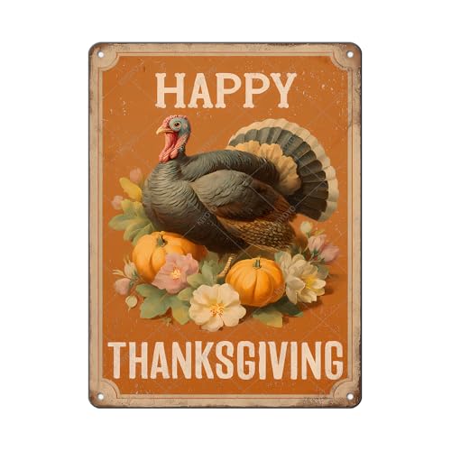 KIYOYO Blechschild "Happy Thanksgiving Day", Vintage-Design, rustikales Aluminiumschild für Zuhause, Küche, Esszimmer, Wanddekoration, 40,6 x 30,5 cm KIYOYO Blechschild "Happy Thanksgiving Day", Vintage-Design, rustikales Aluminiumschild für Zuhause, Küche, Esszimmer, Wanddekoration, 40,6 x 30,5 cm von KIYOYO