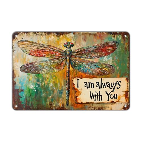 KIYOYO Kreatives Blechschild Libelle I Am Always With You Hippie Boho Wandkunst Lustige Neuheit Metall-Blechschilder Home Garden Bar Hotel Büro Schlafzimmer Wohnzimmer Cafes Wanddekoration 30,5 x 20,3 KIYOYO Kreatives Blechschild Libelle I Am Always With You Hippie Boho Wandkunst Lustige Neuheit Metall-Blechschilder Home Garden Bar Hotel Büro Schlafzimmer Wohnzimmer Cafes Wanddekoration 30,5 x 20,3 von KIYOYO