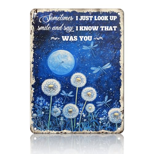 KIYOYO Libellen-Vintage-Blechschild aus Metall mit der Aufschrift "Sometimes I Just Look Up Smile and Say I Know That was You", Eisenmalerei, Vintage-Wanddekoration, Poster, Zuhause, Garten, Küche KIYOYO Libellen-Vintage-Blechschild aus Metall mit der Aufschrift "Sometimes I Just Look Up Smile and Say I Know That was You", Eisenmalerei, Vintage-Wanddekoration, Poster, Zuhause, Garten, Küche von KIYOYO
