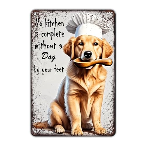 KIYOYO Lustiges Metall-Blechschild Boston Terrier Chef, Wanddekoration, Aluminiumschilder, 20,3 x 30,5 cm, rustikales Metallschild von KIYOYO