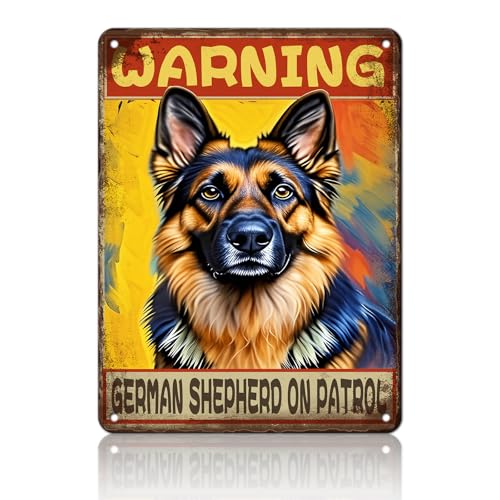 KIYOYO Metall-Blechschild mit Aufschrift "German Shepherd", rustikales Schild mit Aufschrift "Beware Of Dog", lustiges Retro-Schild, Restaurant, Zuhause, Männerhöhle, Wanddekoration, Eisenschilder KIYOYO Metall-Blechschild mit Aufschrift "German Shepherd", rustikales Schild mit Aufschrift "Beware Of Dog", lustiges Retro-Schild, Restaurant, Zuhause, Männerhöhle, Wanddekoration, Eisenschilder von KIYOYO