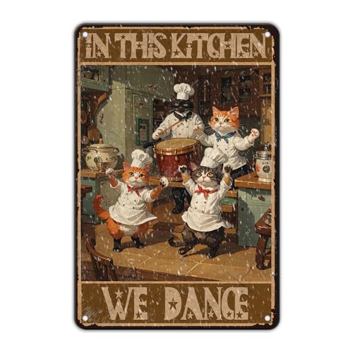 KIYOYO Metallschild "Cooking In This Kitchen We Dance Cooking And Dancing", Aluminium-Blechschild, 20,3 x 30,5 cm, Wanddekoration von KIYOYO