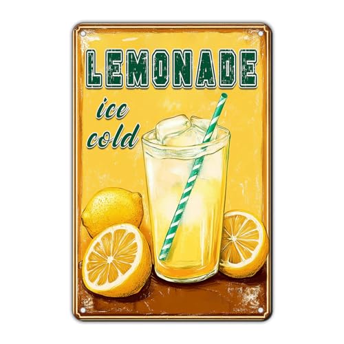KIYOYO Metallschild im Vintage-Stil, Sommer-Zitrone, Eiskalte Limonade, Blechposter, Zuhause, Küche, Garten, Büro, Bar, Pub, Wanddekoration, 30,5 x 20,3 cm KIYOYO Metallschild im Vintage-Stil, Sommer-Zitrone, Eiskalte Limonade, Blechposter, Zuhause, Küche, Garten, Büro, Bar, Pub, Wanddekoration, 30,5 x 20,3 cm von KIYOYO