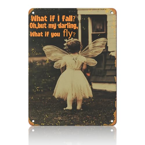 KIYOYO Retro-Metall-Blechschild mit Aufschrift "What If I Fall?Oh But My Darling What If You Fly" Metallschild, Retro-Wanddekoration für Zuhause, Cafés, Büro, Geschäft, Pubs, Club, Geschenk, 30,5 x KIYOYO Retro-Metall-Blechschild mit Aufschrift "What If I Fall?Oh But My Darling What If You Fly" Metallschild, Retro-Wanddekoration für Zuhause, Cafés, Büro, Geschäft, Pubs, Club, Geschenk, 30,5 x von KIYOYO