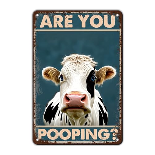 KIYOYO Vintage-Blechschild mit Kuhmotiv "Are You Pooping", Vintage-Schild für Zuhause, Bauernhaus, Café, Garten, Wanddekoration, 30,5 x 20,3 cm KIYOYO Vintage-Blechschild mit Kuhmotiv "Are You Pooping", Vintage-Schild für Zuhause, Bauernhaus, Café, Garten, Wanddekoration, 30,5 x 20,3 cm von KIYOYO