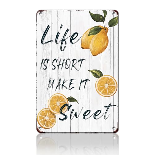 KIYOYO Vintage Life is Short Make It Sweet Metallschild, lustiges Zitronen-Blechposter für Zuhause, Küche, Garten, Büro, Bar, Pub, Wanddekoration, 40,6 x 30,5 cm KIYOYO Vintage Life is Short Make It Sweet Metallschild, lustiges Zitronen-Blechposter für Zuhause, Küche, Garten, Büro, Bar, Pub, Wanddekoration, 40,6 x 30,5 cm von KIYOYO