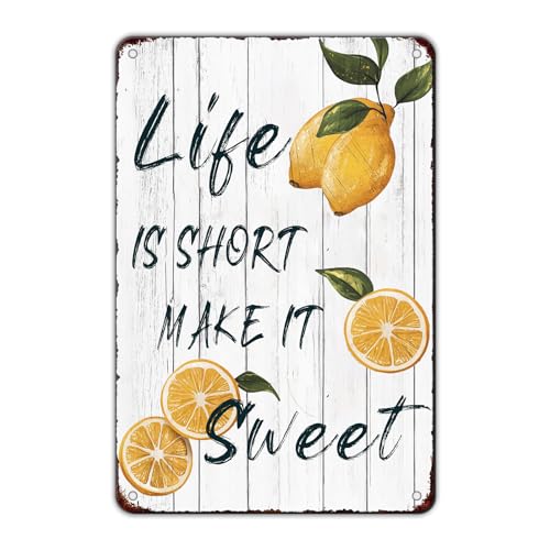 KIYOYO Vintage Life is Short Make It Sweet Metallschild, lustiges Zitronenblech-Poster, Zuhause, Küche, Garten, Büro, Bar, Pub, Wanddekoration, 30,5 x 20,3 cm KIYOYO Vintage Life is Short Make It Sweet Metallschild, lustiges Zitronenblech-Poster, Zuhause, Küche, Garten, Büro, Bar, Pub, Wanddekoration, 30,5 x 20,3 cm von KIYOYO