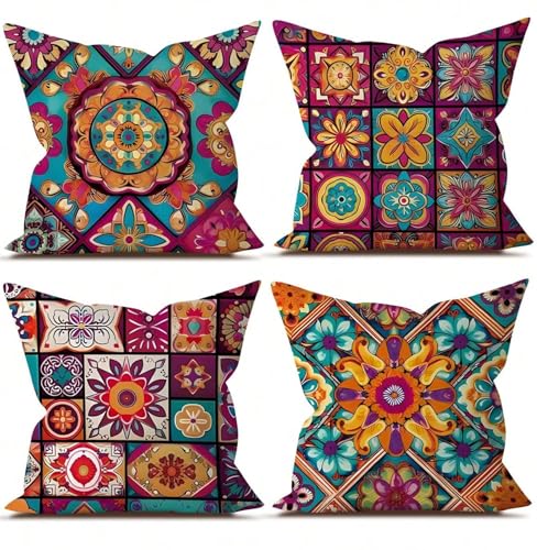 4er Set Outdoor Kissenbezüge 45x45 cm Lila Kariert Outdoor Wasserdicht Kissenhülle Gelbgrün Leinen Kissenbezug Zweiseitiges Muster Zierkissenbezug für Sofa Garten Wohnzimmer Bett 4er Set Outdoor Kissenbezüge 45x45 cm Lila Kariert Outdoor Wasserdicht Kissenhülle Gelbgrün Leinen Kissenbezug Zweiseitiges Muster Zierkissenbezug für Sofa Garten Wohnzimmer Bett von KIZIFI