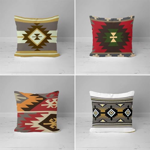 KIZIFI 4er Set Outdoor Kissenbezüge 35x35 cm Braun Geometrisch Outdoor Wasserdicht Kissenhülle Rot Grau Leinen Kissenbezug Zweiseitiges Muster Zierkissenbezug für Sofa Garten Wohnzimmer Bett KIZIFI 4er Set Outdoor Kissenbezüge 35x35 cm Braun Geometrisch Outdoor Wasserdicht Kissenhülle Rot Grau Leinen Kissenbezug Zweiseitiges Muster Zierkissenbezug für Sofa Garten Wohnzimmer Bett von KIZIFI