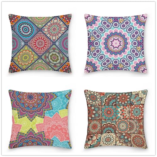 KIZIFI 4er Set Outdoor Kissenbezüge 55x55 cm Mandala Rosa Outdoor Wasserdicht Kissenhülle Plaid Leinen Kissenbezug Zweiseitiges Muster Zierkissenbezug für Sofa Garten Wohnzimmer Bett KIZIFI 4er Set Outdoor Kissenbezüge 55x55 cm Mandala Rosa Outdoor Wasserdicht Kissenhülle Plaid Leinen Kissenbezug Zweiseitiges Muster Zierkissenbezug für Sofa Garten Wohnzimmer Bett von KIZIFI