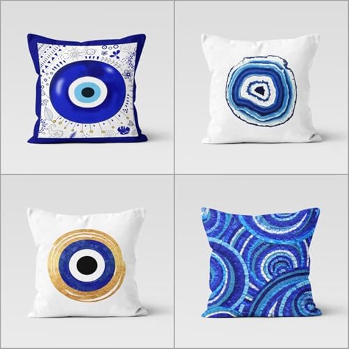 KIZIFI 4er Set Outdoor Kissenbezüge 60x60 cm Blauer Kreis Outdoor Wasserdicht Kissenhülle Schwarz Weiß Leinen Kissenbezug Zweiseitiges Muster Zierkissenbezug für Sofa Garten Wohnzimmer Bett KIZIFI 4er Set Outdoor Kissenbezüge 60x60 cm Blauer Kreis Outdoor Wasserdicht Kissenhülle Schwarz Weiß Leinen Kissenbezug Zweiseitiges Muster Zierkissenbezug für Sofa Garten Wohnzimmer Bett von KIZIFI
