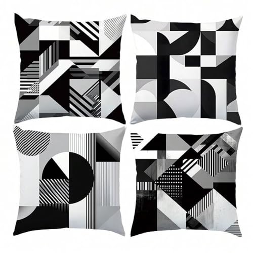 KIZIFI 4er Set Outdoor Kissenbezüge 60x60 cm Schwarz Weiß Outdoor Wasserdicht Kissenhülle Geometrisch Leinen Kissenbezug Zweiseitiges Muster Zierkissenbezug für Sofa Garten Wohnzimmer Bett KIZIFI 4er Set Outdoor Kissenbezüge 60x60 cm Schwarz Weiß Outdoor Wasserdicht Kissenhülle Geometrisch Leinen Kissenbezug Zweiseitiges Muster Zierkissenbezug für Sofa Garten Wohnzimmer Bett von KIZIFI