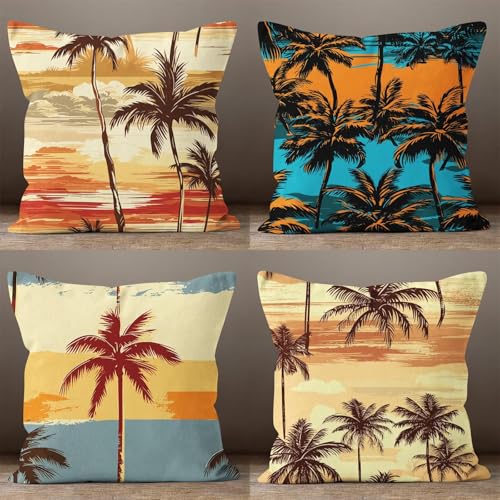 KIZIFI 4er Set Outdoor Kissenbezüge 60x60 cm Tropische Pflanzen Outdoor Wasserdicht Kissenhülle Schwarz Braun Leinen Kissenbezug Zweiseitiges Muster Zierkissenbezug für Sofa Garten Wohnzimmer Bett KIZIFI 4er Set Outdoor Kissenbezüge 60x60 cm Tropische Pflanzen Outdoor Wasserdicht Kissenhülle Schwarz Braun Leinen Kissenbezug Zweiseitiges Muster Zierkissenbezug für Sofa Garten Wohnzimmer Bett von KIZIFI