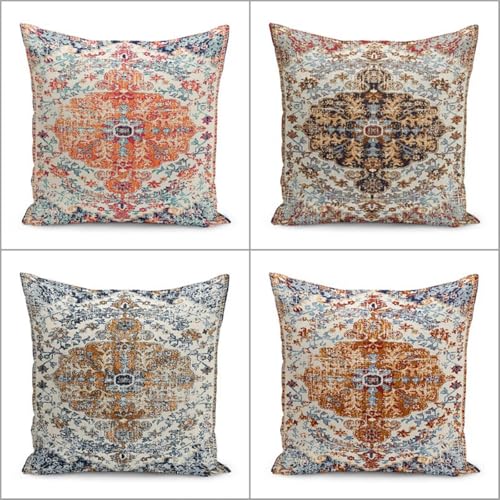 KIZIFI 4er Set Outdoor Kissenbezüge 70x70 cm Ethnischer Stil Outdoor Wasserdicht Kissenhülle Braun Orange Leinen Kissenbezug Zweiseitiges Muster Zierkissenbezug für Sofa Garten Wohnzimmer Bett KIZIFI 4er Set Outdoor Kissenbezüge 70x70 cm Ethnischer Stil Outdoor Wasserdicht Kissenhülle Braun Orange Leinen Kissenbezug Zweiseitiges Muster Zierkissenbezug für Sofa Garten Wohnzimmer Bett von KIZIFI
