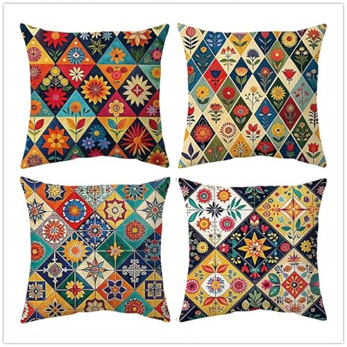 KIZIFI 4er Set Outdoor Kissenbezüge 70x70 cm Geometrisch Outdoor Wasserdicht Kissenhülle Plaid Leinen Kissenbezug Zweiseitiges Muster Zierkissenbezug für Sofa Garten Wohnzimmer Bett KIZIFI 4er Set Outdoor Kissenbezüge 70x70 cm Geometrisch Outdoor Wasserdicht Kissenhülle Plaid Leinen Kissenbezug Zweiseitiges Muster Zierkissenbezug für Sofa Garten Wohnzimmer Bett von KIZIFI