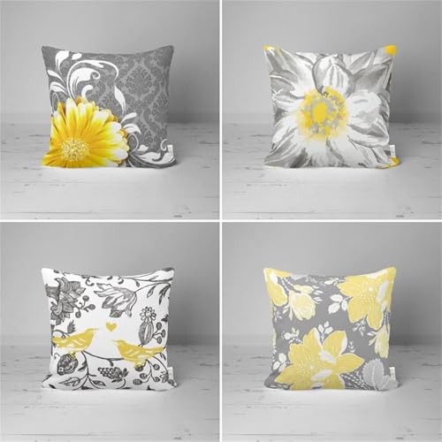 KIZIFI Blume Tier Leinen Kissenbezug 35x35 cm 4er Set Gelb Grau Kissenbezug Outdoor Wasserdicht Kissenhülle Modern Kissenbezüge Quadratisch Saisonnal Zierkissenbezug für Wohnzimmer Couch Balkon KIZIFI Blume Tier Leinen Kissenbezug 35x35 cm 4er Set Gelb Grau Kissenbezug Outdoor Wasserdicht Kissenhülle Modern Kissenbezüge Quadratisch Saisonnal Zierkissenbezug für Wohnzimmer Couch Balkon von KIZIFI