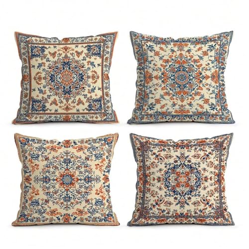 KIZIFI Ethnischer Stil Leinen Kissenbezug 40x40 cm 4er Set Braun Blau Kissenbezug Outdoor Wasserdicht Kissenhülle Modern Kissenbezüge Quadratisch Saisonnal Zierkissenbezug für Wohnzimmer Couch Balkon KIZIFI Ethnischer Stil Leinen Kissenbezug 40x40 cm 4er Set Braun Blau Kissenbezug Outdoor Wasserdicht Kissenhülle Modern Kissenbezüge Quadratisch Saisonnal Zierkissenbezug für Wohnzimmer Couch Balkon von KIZIFI