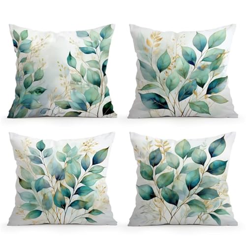 KIZIFI Grüne Blätter Leinen Kissenbezug 70x70 cm 4er Set Pflanzen Kissenbezug Outdoor Wasserdicht Kissenhülle Modern Kissenbezüge Quadratisch Saisonnal Zierkissenbezug für Wohnzimmer Couch Balkon KIZIFI Grüne Blätter Leinen Kissenbezug 70x70 cm 4er Set Pflanzen Kissenbezug Outdoor Wasserdicht Kissenhülle Modern Kissenbezüge Quadratisch Saisonnal Zierkissenbezug für Wohnzimmer Couch Balkon von KIZIFI