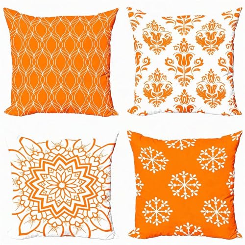 KIZIFI Mandala Leinen Kissenbezug 65x65 cm 4er Set Orange Weiß Kissenbezug Outdoor Wasserdicht Kissenhülle Modern Kissenbezüge Quadratisch Saisonnal Zierkissenbezug für Wohnzimmer Couch Balkon KIZIFI Mandala Leinen Kissenbezug 65x65 cm 4er Set Orange Weiß Kissenbezug Outdoor Wasserdicht Kissenhülle Modern Kissenbezüge Quadratisch Saisonnal Zierkissenbezug für Wohnzimmer Couch Balkon von KIZIFI