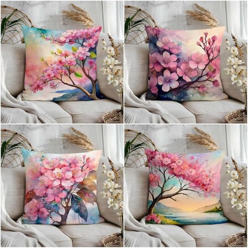 KIZIFI Rosa Blumen Leinen Kissenbezug 45x45 cm 4er Set Landschaft Kissenbezug Outdoor Wasserdicht Kissenhülle Modern Kissenbezüge Quadratisch Saisonnal Zierkissenbezug für Wohnzimmer Couch Balkon KIZIFI Rosa Blumen Leinen Kissenbezug 45x45 cm 4er Set Landschaft Kissenbezug Outdoor Wasserdicht Kissenhülle Modern Kissenbezüge Quadratisch Saisonnal Zierkissenbezug für Wohnzimmer Couch Balkon von KIZIFI