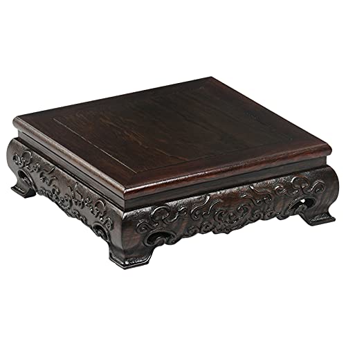 KIZQYN Bonsai Ständer Quadratische Form Holz Teekanne Base Vase Carving Buddha Statue Dekoration Basis for Dekoration Display Stand Bracket Bonsai Sockel (Size : Small) von KIZQYN