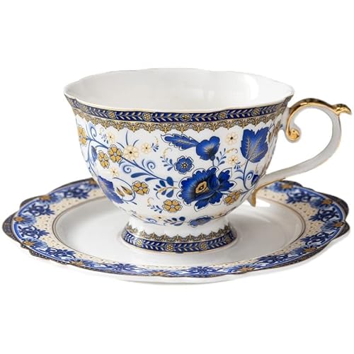 KIZQYN Kaffeebecher Saucer-Kaffee-Set Milch-Jug-Zucker-Jar-Teetassen Werden separat verkauft Hochzeit Geschenke vorhanden Blaues weißes Porzellan 200ml Kaffeetassen & Becher von KIZQYN