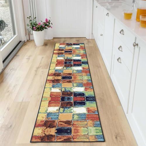 KIZYRQ Teppich Läufer für Flur Küche 60x250cm rutschfest Waschbar Teppichläufer, Polyester Dauerhaft 6mm Dicke Küchenläufer, Moderner Flurteppich für Wohnzimmer Schlafzimmer Korridor Kitchen von KIZYRQ