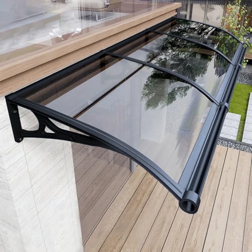 Vordach für Haustür Türeingang, Fenstertürmarkisen außen mit Aluminiumhalterung aus Polycarbonatplatte, Türmarkise für Terrasse, Balkon, Veranda, UV-Schutz vor Regen und Schnee, Grau 100x120cm Vordach für Haustür Türeingang, Fenstertürmarkisen außen mit Aluminiumhalterung aus Polycarbonatplatte, Türmarkise für Terrasse, Balkon, Veranda, UV-Schutz vor Regen und Schnee, Grau 100x120cm von KIZYRQ