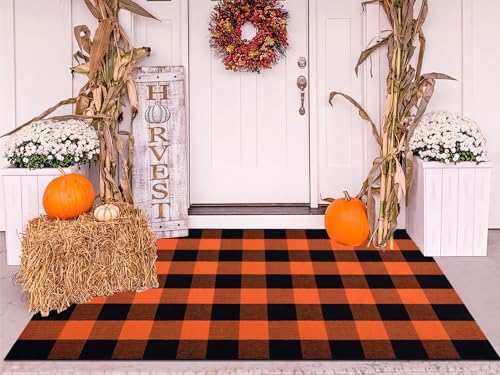KIhipIoe Buffalo Karierter Teppich (Orange / Schwarz, 90 x 150 cm) von KIhipIoe