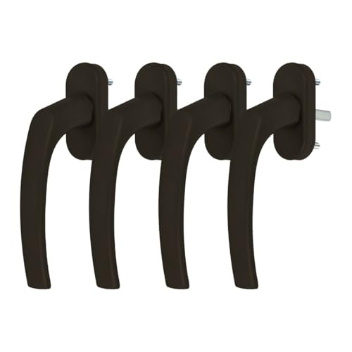 4 x Alu Fenstergriff in Braun RAL 8019 - Stiftlänge 30mm von kj-vertrieb