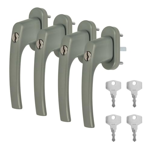 4 x Alu Fenstergriff in Dunkelsilber F9 abschließbar - Stiftlänge 40mm von kj-vertrieb