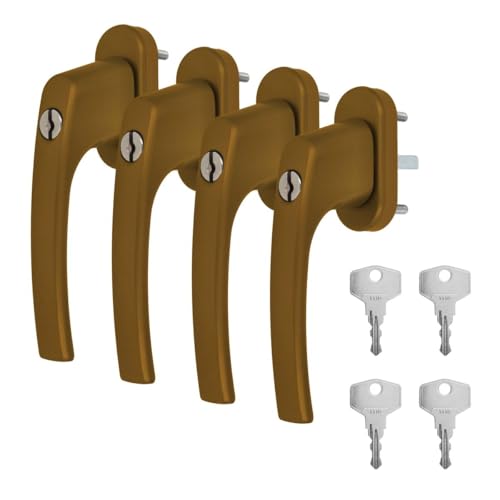 4 x Alu Fenstergriff in Gold F4 abschließbar - Stiftlänge 40mm 4 x Alu Fenstergriff in Gold F4 abschließbar - Stiftlänge 40mm von kj-vertrieb