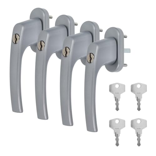 4 x Alu Fenstergriff in Silber F1 abschließbar - Stiftlänge 40mm von kj-vertrieb