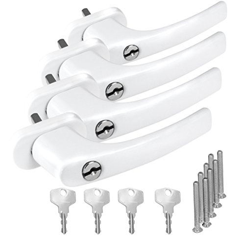 4 x Alu Fenstergriff in Weiß abschließbar - Stiftlänge 35mm von kj-vertrieb