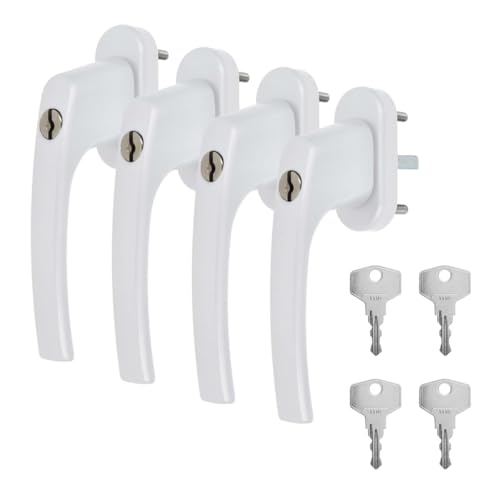 4 x Alu Fenstergriffe in Weiß abschließbar - Stiftlänge 40mm 4 x Alu Fenstergriffe in Weiß abschließbar - Stiftlänge 40mm von kj-vertrieb