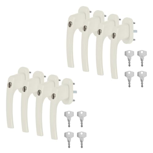 8 x Alu Fenstergriff in Creme RAL 9001 abschließbar - Stiftlänge 30mm von kj-vertrieb