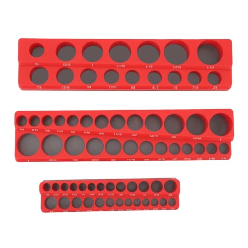 3PCS Magnetic Socket Organizer Set, 1/4in, 3/8in, 1/2in Drive Sockets Storage Tray - Portable Socket Holder for Toolboxes, Metric - for Professional Mechanics and DIY Projects (UK Standard) von KJAOYU