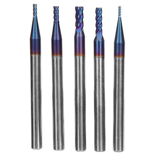 5-teiliges, blau beschichtetes Schaftfräser-Set in Industriequalität, Wolframstahl, 4-Nuten-Fräser, HRC65°-Härte für fortschrittliche Metallverarbeitung, perfekt für CNC- und von KJAOYU