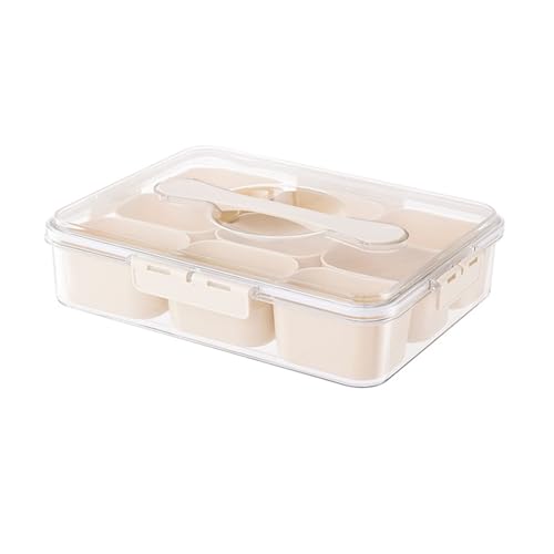KJAOYU Plastic Divided Serving Tray with Lid and Handle Snack Box, Versatile Divided Serving Tray with Lid, Damp Proof Portable spicesss Container and Snack Box, for Parties, Travel von KJAOYU