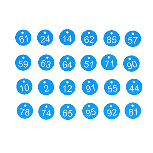Plastic ID Number Tags, Engraved Tags Key Tags Without Key Rings, 100Pcs Round Number Tag Beehive Sign Marker Labels with Hole and Multicolored Beekeeping Accessories (Blue White) von KJAOYU