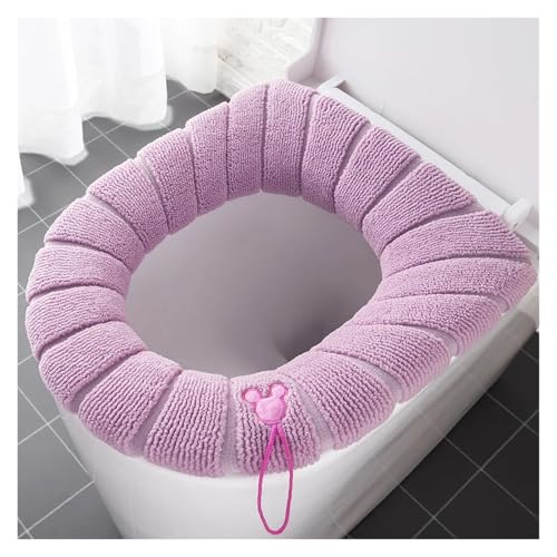 KJBDQQH Winter Toilettensitzauflage 1 Stück Winter Universal Warm Toilettensitzbezug Waschbares Badezimmerzubehör Gestrickter einfarbiger O-förmiger Toilettensitzbezug(Pink) von KJBDQQH