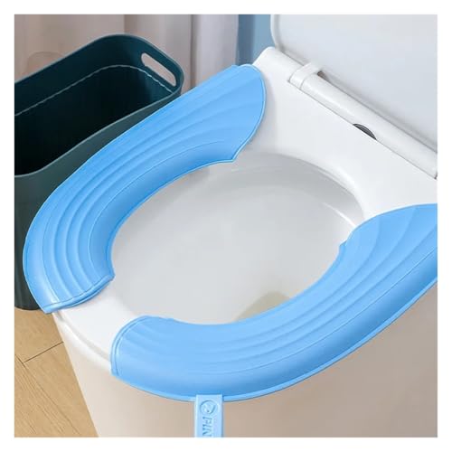 KJBDQQH Winter Toilettensitzauflage 2 Paar wasserdichte Toilettensitzauflagen Closestool Matte Waschbar Badezimmer Zubehör Reine Farbe Weiche Toilettensitzkissen Universal(Blue) von KJBDQQH