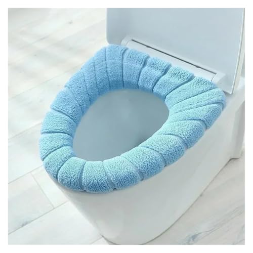 KJBDQQH Winter Toilettensitzauflage Halten Sie warm Closestool Mat Doppel Farbe Bad Zubehör Stricken O-Form Home Decor WC Sitzbezug(Blue) von KJBDQQH